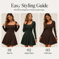 🍂 Women’s Long-Sleeve Square-Neck Mini Dress – Feminine Elegance & Effortless Autumn Style