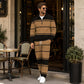 👕👖 Men's Printed Half-Zip Sweatshirt & Pants Tracksuit Set– Comfortable Autumn Style from Top to Bottom
