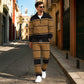 👕👖 Men's Printed Half-Zip Sweatshirt & Pants Tracksuit Set– Comfortable Autumn Style from Top to Bottom