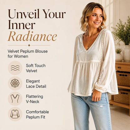 👚 Women's Elegant V-Neck Velvet Top – Luxe Comfort & Effortless Autumn Style