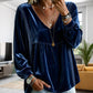 👚 Women's Elegant V-Neck Velvet Top – Luxe Comfort & Effortless Autumn Style