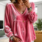👚 Women's Elegant V-Neck Velvet Top – Luxe Comfort & Effortless Autumn Style