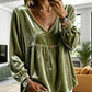 👚 Women's Elegant V-Neck Velvet Top – Luxe Comfort & Effortless Autumn Style