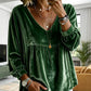 👚 Women's Elegant V-Neck Velvet Top – Luxe Comfort & Effortless Autumn Style