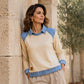 🍂 Last Day Sale 50% Off 👕 Women's Long Sleeve Denim Patchwork Sweatshirt