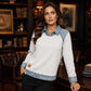 🍂 Last Day Sale 50% Off 👕 Women's Long Sleeve Denim Patchwork Sweatshirt