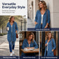 ⌛Limited-Time Offer🛍️Women Mid-Length Hooded Sweatshirt Jacket Casual Zip Up Cardigan Coat with Pockets