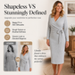 Women's Elegant V-Neck Ribbed Knit Tie-Wrap Dress
