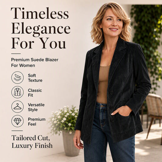 🍂 Women’s Suede Blazer Jacket – Luxe Texture & Effortless Autumn Elegance