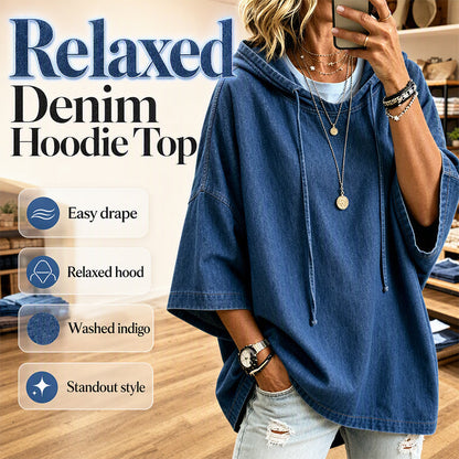 🍂 Women's Casual Loose Denim Hoodie – Relaxed Comfort & Effortless Autumn Style