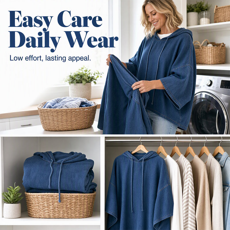 Women's Casual Loose Denim Hoodie – Relaxed Comfort & Effortless Autumn Style