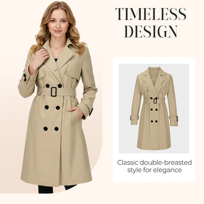 🍂 Women’s Double-Breasted Trench Coat – Timeless Elegance & Effortless Autumn Style