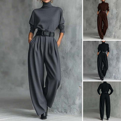 💞 Women’s Elegant Turtleneck Top & High-Waist Pants Set