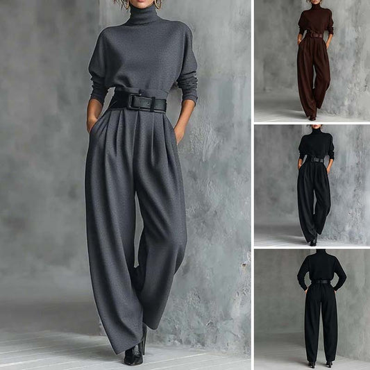 💞 Women’s Elegant Turtleneck Top & High-Waist Pants Set