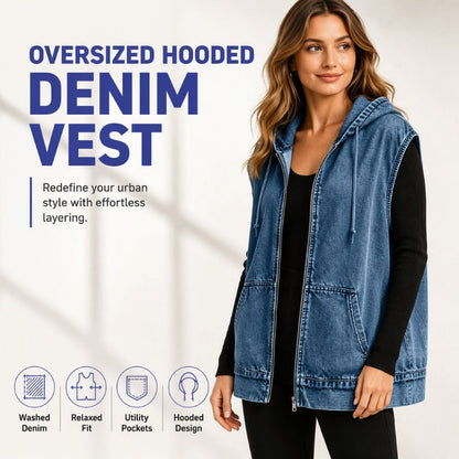 🍂 Women’s Casual Denim Hooded Vest – Effortless Layering & Autumn Style
