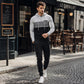 🧶 Men's Sporty Color-Block Waffle Knit 2-Piece Set – Sporty Comfort & Effortless Autumn Style