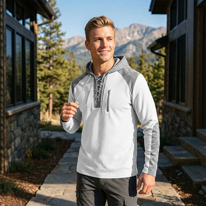 Men's Casual Knit Color-Block Hoodie