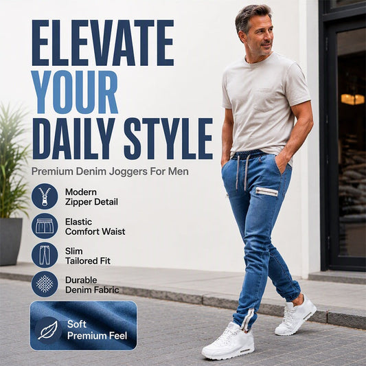 🔥 Men’s Slim-Fit Denim Joggers – Stretch Comfort & Effortless Everyday Style