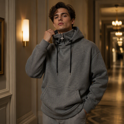🍂 Men’s High-Collar Loose-Fit Hoodie – Cosy Comfort & Effortless Autumn Style