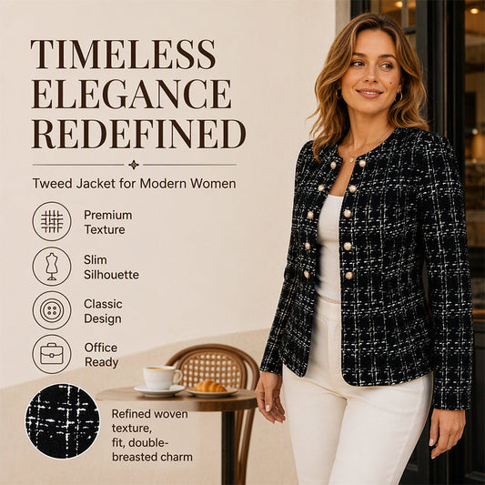 ✨ Women's Vintage Slim-Fit Tweed Jacket – Effortlessly Chic