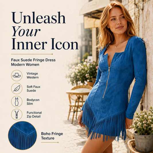 ✨ Women’s Slim-Fit Half-Zip Fringe Dress – Flattering Shape & Effortless Style