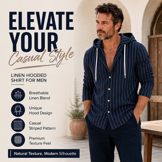 ✨Men's Striped Long Sleeve Hooded Shirt – Casual, Comfortable & Easy to Style