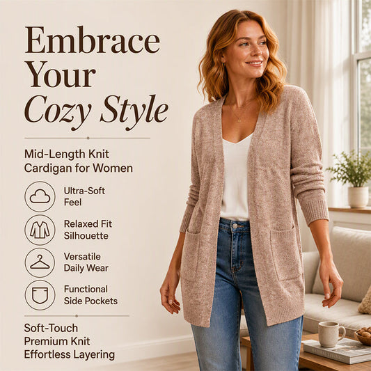 🧶 Women's Casual Open Front Knit Cardigan – Effortless Comfort & Everyday Style