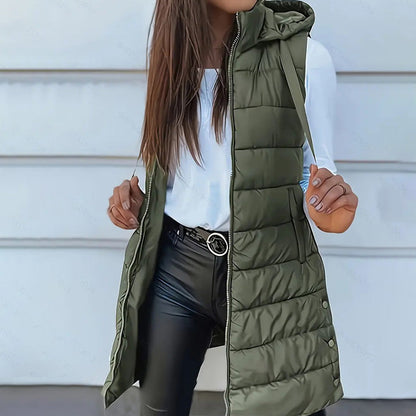 ✨ Women’s Zip-Up Long Puffer Vest – Cosy Warmth & Flattering Everyday Style