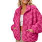 Women's Checkerboard Snap Button Plush Jacket