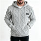 Men's Plush Diamond Cable Knit Textured Hoodie