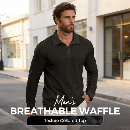 ⌛Limited-Time Offer-Men's Breathable Waffle Texture Collared Top