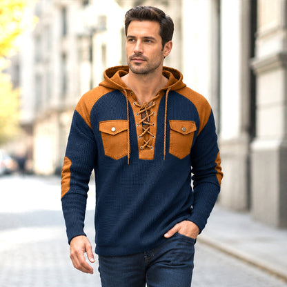 ✨Men's Casual Waffle Knit Hooded Sweatshirt– Cosy, Casual & Effortlessly Stylish