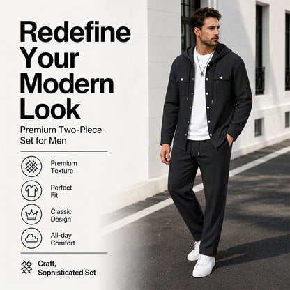 🧥Men's Casual Waffle Hooded Jacket & Pants Set – Casual Comfort & Effortless Style