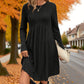 🍂 Limitied-Time 50% OFF 👚 Women's Ribbed Knit Long‑Sleeve A‑Line Midi Dress, Casual Loose Swing Fall Winter Dress