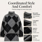 🍂✨ Women's Argyle Knit Sweater & Skirt Set – Elegant, Cosy & Effortlessly Chic