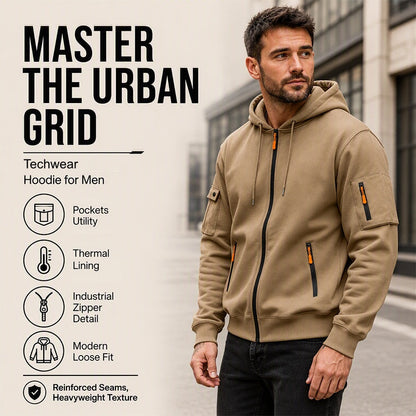 🍂 Men’s Full-Zip Hooded Cargo Jacket – Rugged, Practical & Effortlessly Stylish