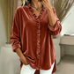 Women's Solid Color Ruffle Neck Blouse