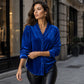 Women's Solid Color Ruffle Neck Blouse