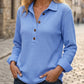 🧶✨ Women's Waffle Knit Long Sleeve Henley Top – Cosy, Flattering & Effortlessly Stylish