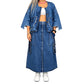 ✨ Standout Denim Style | Women's Raw-Edge Cropped Jacket & Cargo Maxi Skirt 2-Piece Set