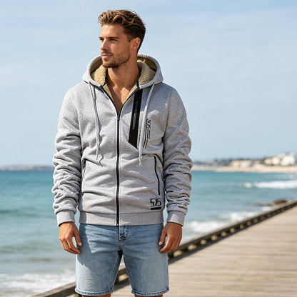 🍂🔥 Men's Thick Plush-Lined Hooded Warm Jacket – Thick, Warm & Comfortable