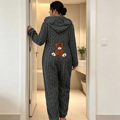 🐻💖Women's Cute Bear Hooded One-Piece Loungewear – Cosy, Comfy & Adorably Cute