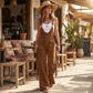 🤎✨ Retro Western Suede Fringe Overalls – Boho, Flattering & Effortlessly Cool