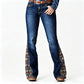 🤎👖Women's Retro Flared Jeans with Bohemian Print – Statement Print, Flattering Fit