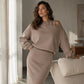 👗 ✨ Women's Slanted Shoulder Sweatshirt & Sleeveless Dress Set