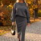 👗 ✨ Women's Slanted Shoulder Sweatshirt & Sleeveless Dress Set