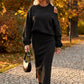 👗 ✨ Women's Slanted Shoulder Sweatshirt & Sleeveless Dress Set