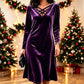 👗 ✨Women's Criss-Cross V-Neck Velvet Midi Dress – Elegant, Flattering & Effortlessly Chic