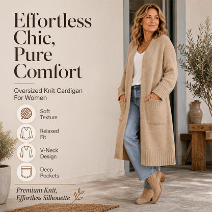🍂✨Women's Open Front Long Knit Cardigan – Cosy, Flattering & Effortlessly Chic