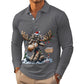 🍂🦌Men's Moose Print Long Sleeve Collared Top – Casual, Comfortable & Effortlessly Stylish
